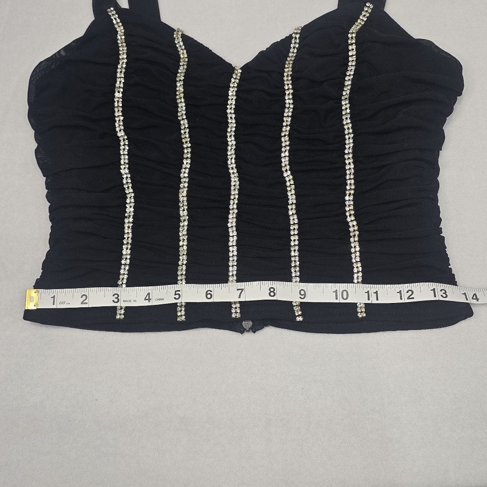 Beivy‎ Ruched Rhinestone Cropped Tank Top Size Medium - Picture 11 of 11